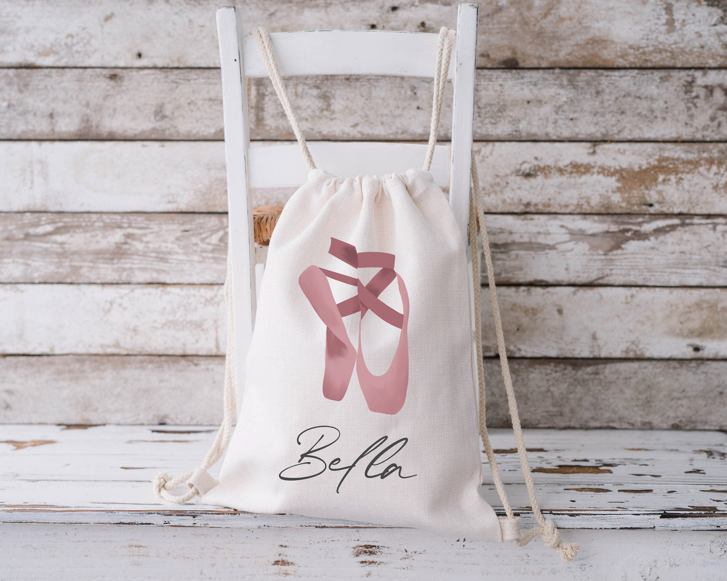 Personalised Drawstring Bag - Ballet Shoes, Ballerina