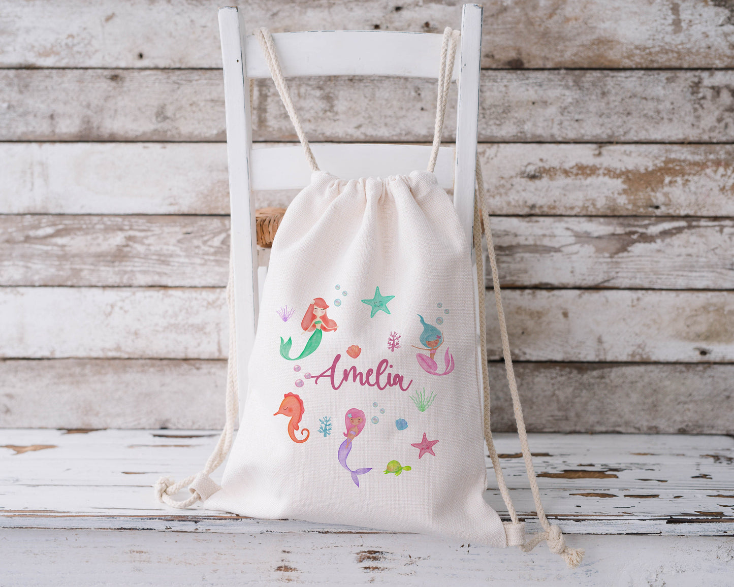 Personalised Drawstring Bag - Mermaid