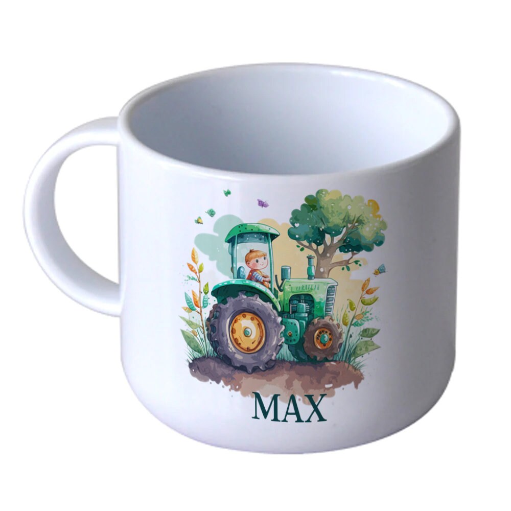 Child's Personalised Unbreakable 6oz Plastic Cup, Polymer, Tractor