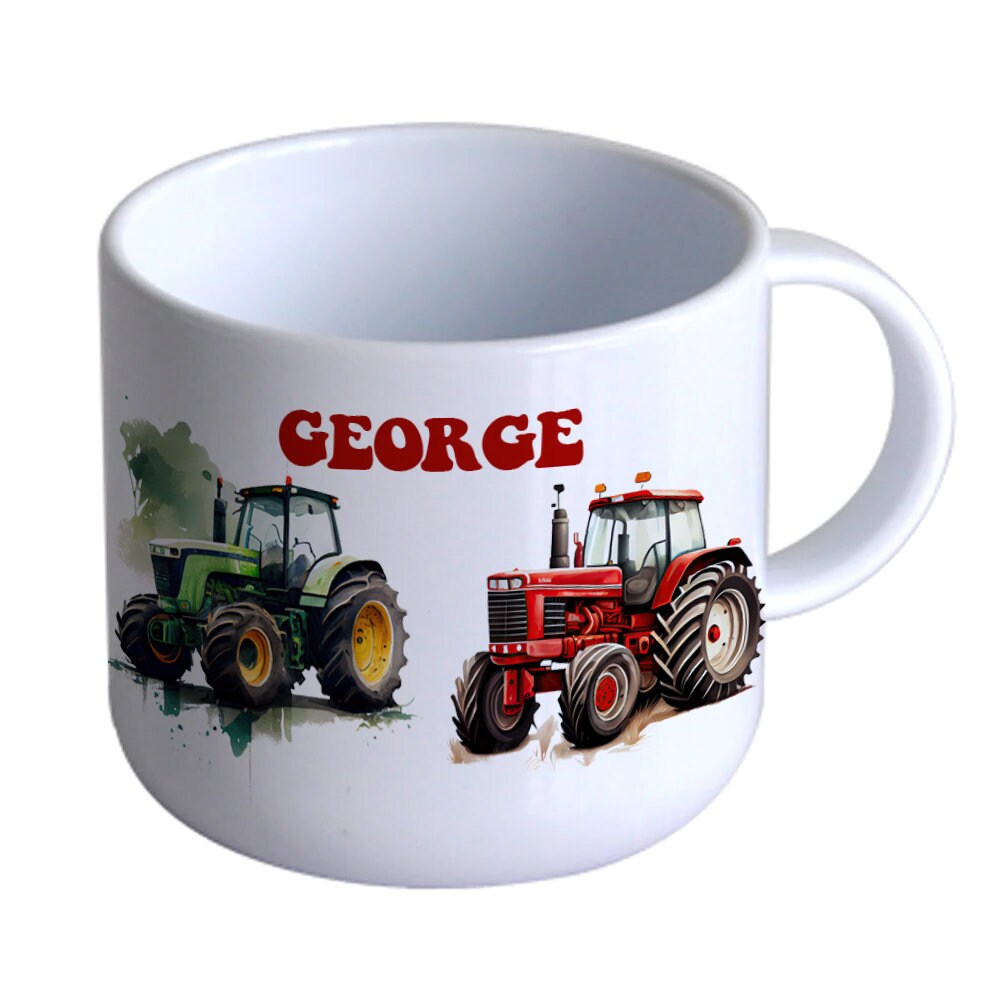 Child's Personalised Unbreakable 6oz Plastic Cup, Polymer, Tractor
