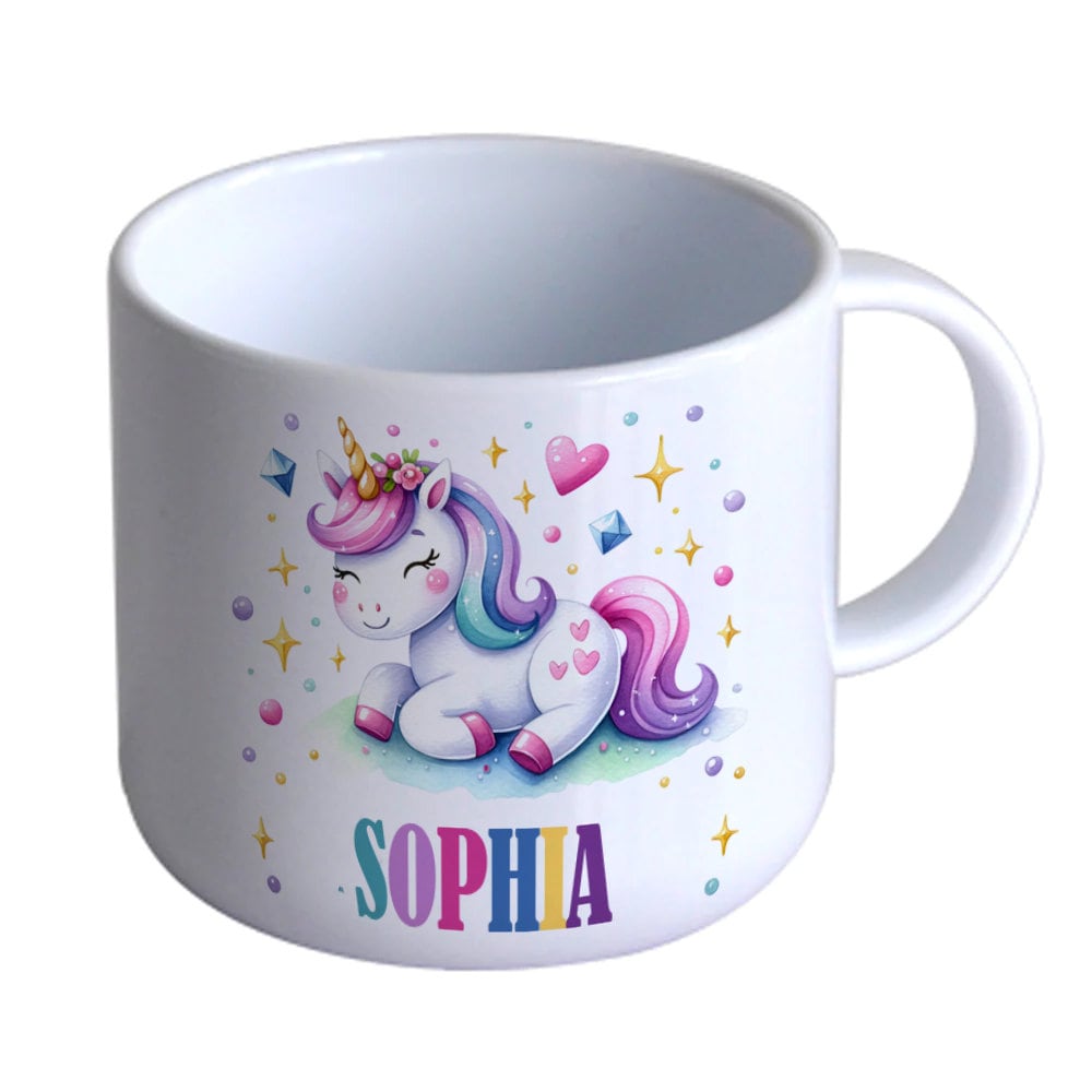 Child's Personalised Unbreakable 6oz Plastic Cup, Polymer, Unicorn