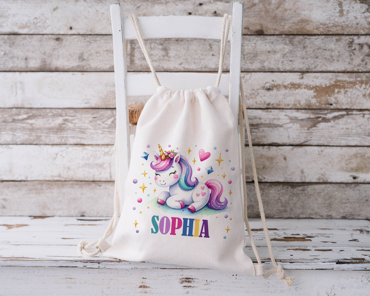Personalised Drawstring Bag - Unicorn