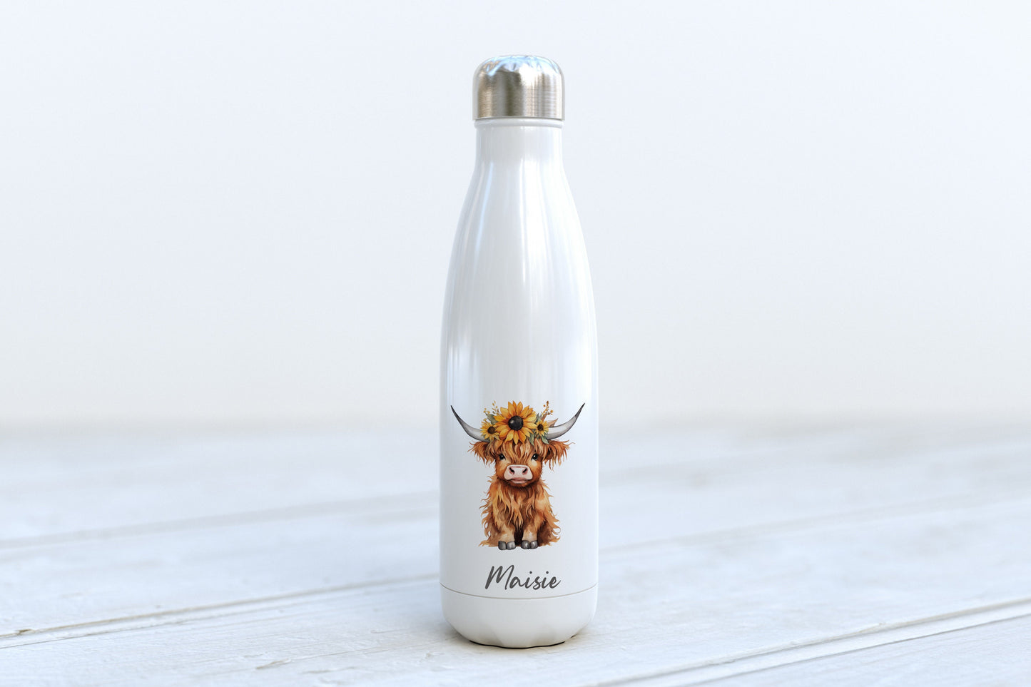 Personalised Water Bottle - Cow