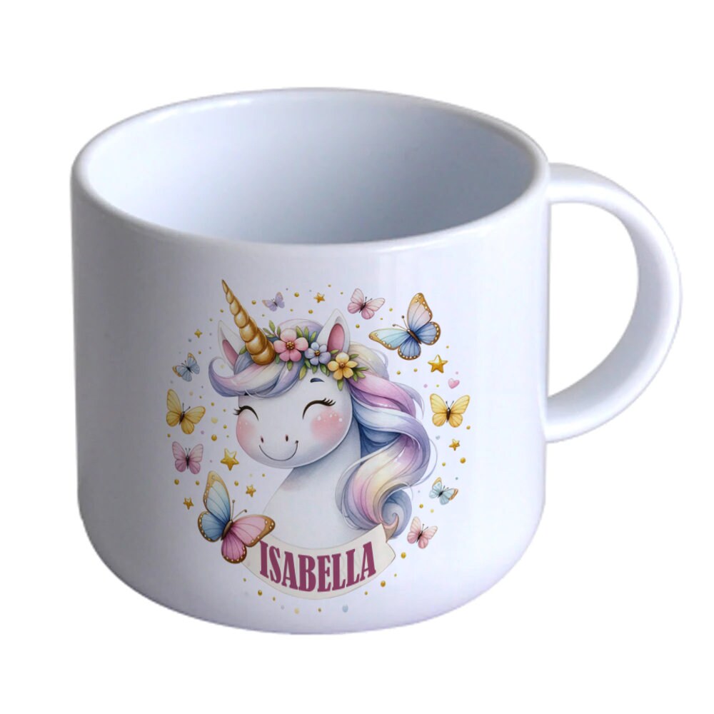 Child's Personalised Unbreakable 6oz Plastic Cup, Polymer, Unicorn