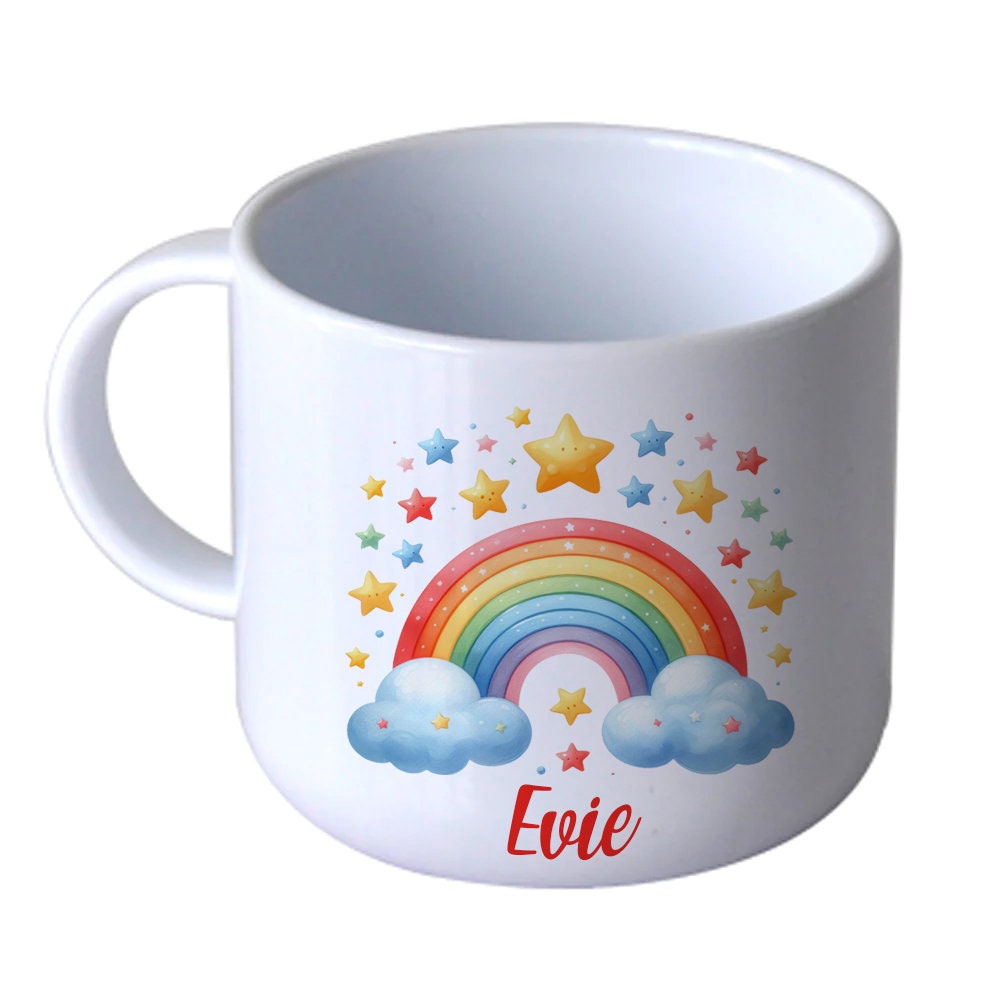 Child's Personalised Unbreakable 6oz Plastic Cup, Polymer, Rainbow