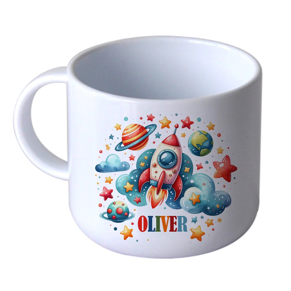 Child's Personalised Unbreakable 6oz Plastic Cup, Polymer, Space