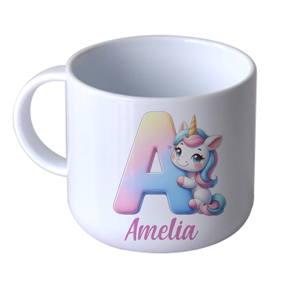 Child's Personalised Unbreakable 6oz Plastic Cup, Polymer, Unicorn