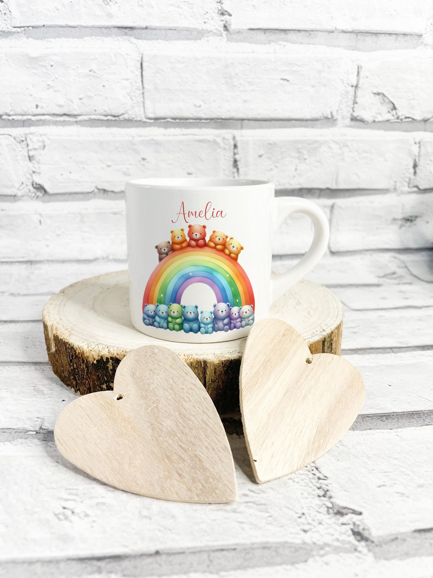 Child's Personalised 6oz Ceramic Mug, Rainbow