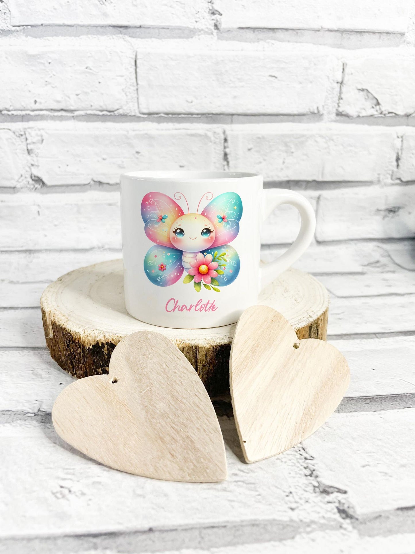 Child's Personalised 6oz Ceramic Mug, Butterfly
