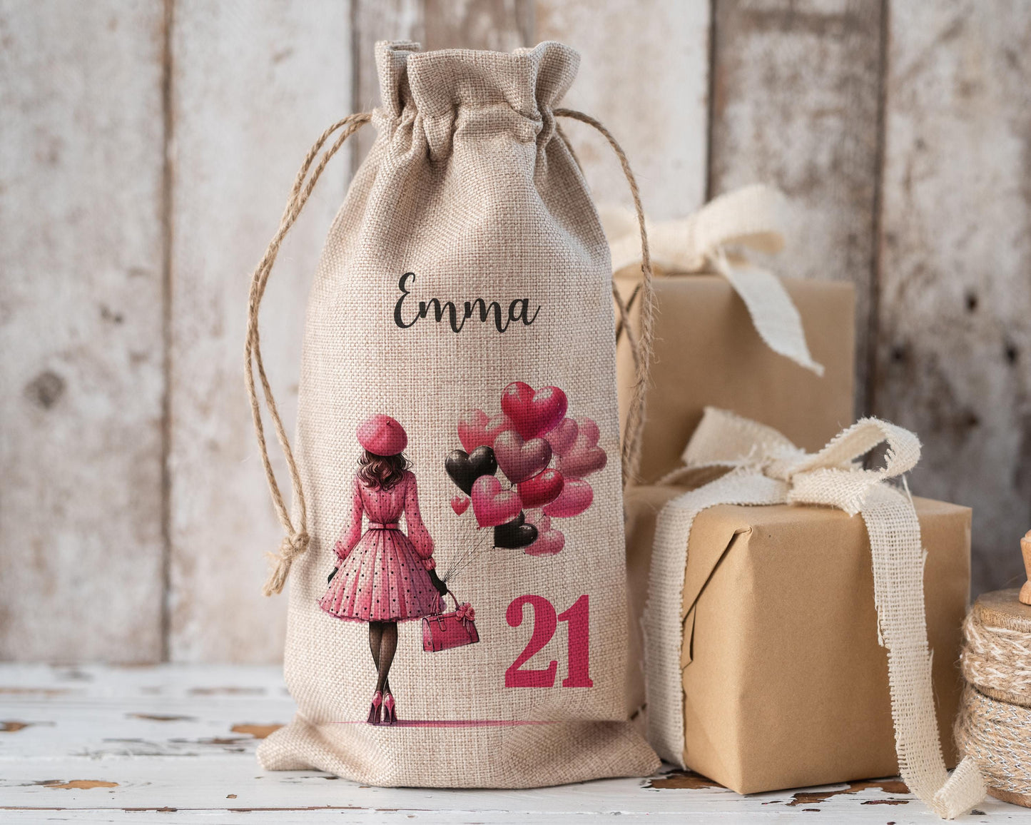 Personalised Wine Champagne Bottle Gift Bag - Any Age