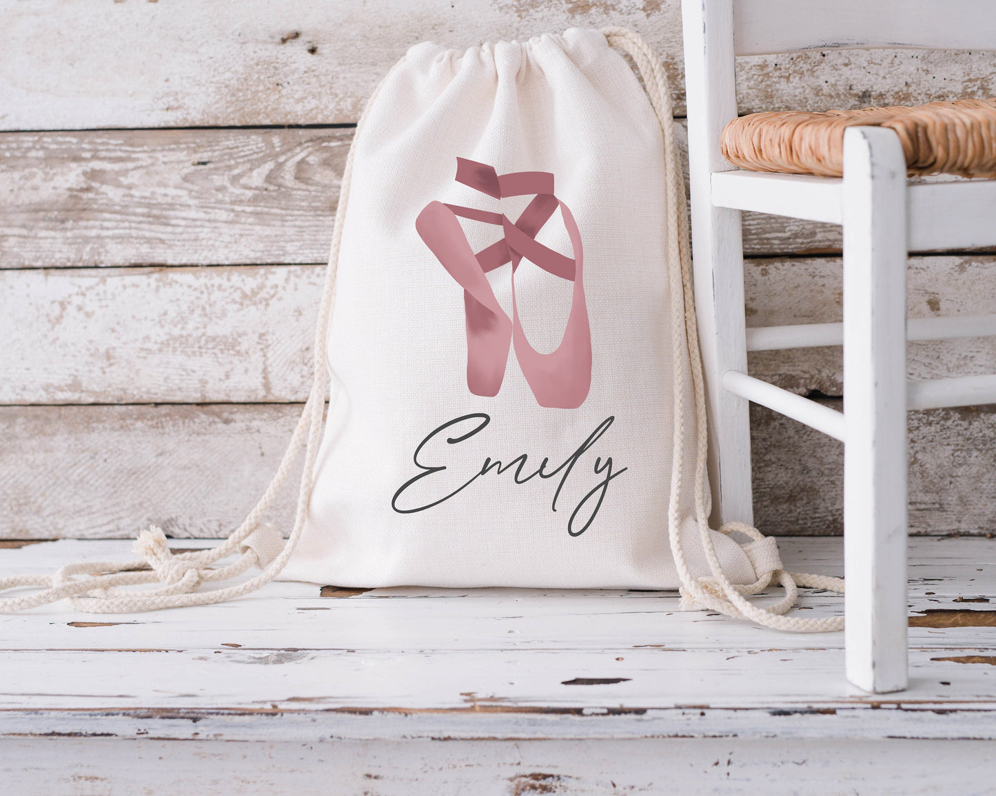 Personalised Drawstring Bag - Ballet Shoes, Ballerina