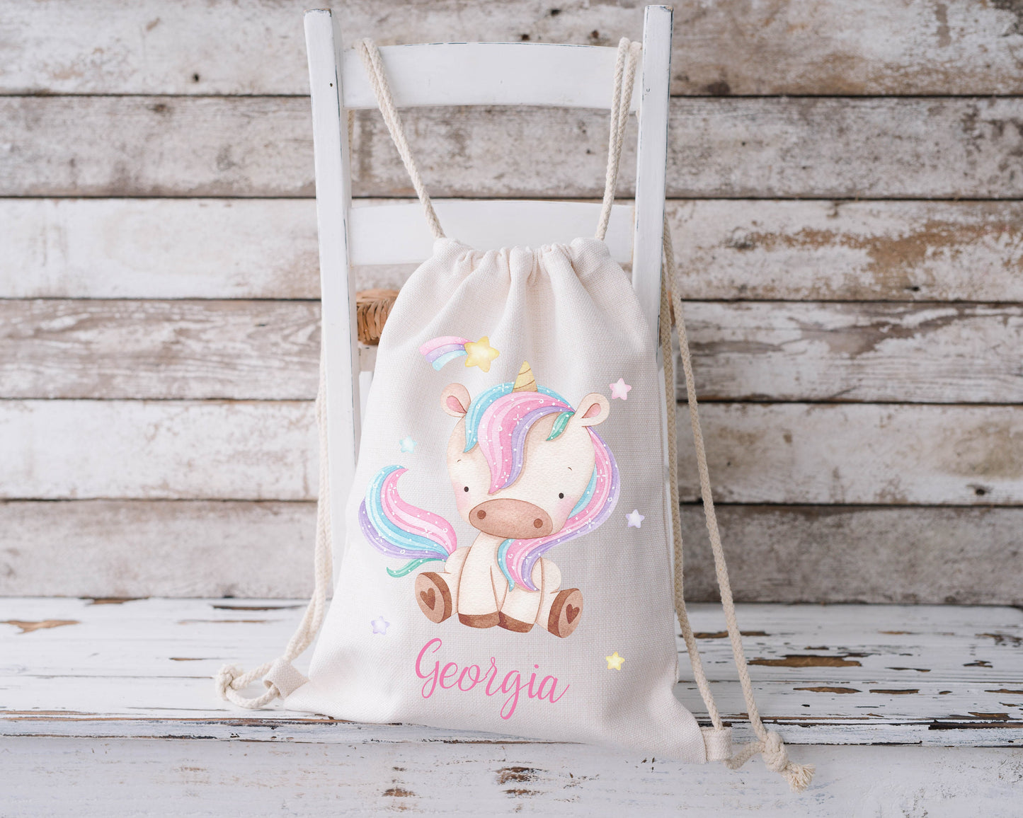 Personalised Drawstring Bag - Unicorn