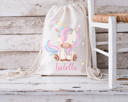 Personalised Drawstring Bag - Unicorn