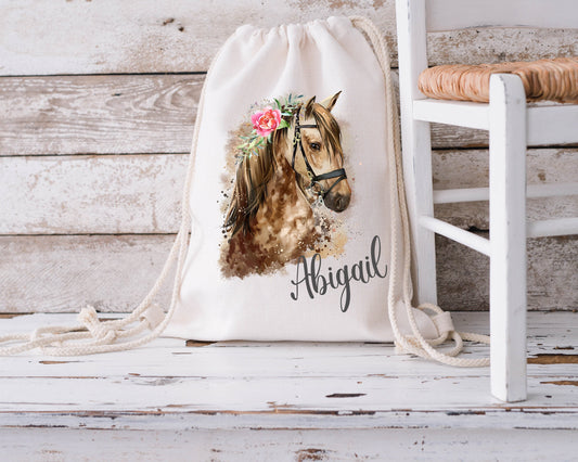 Personalised Drawstring Bag - Horse