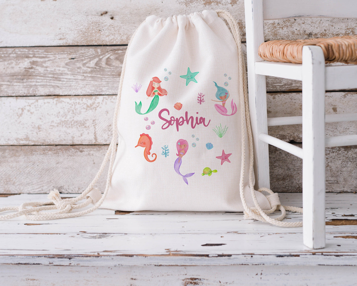 Personalised Drawstring Bag - Mermaid