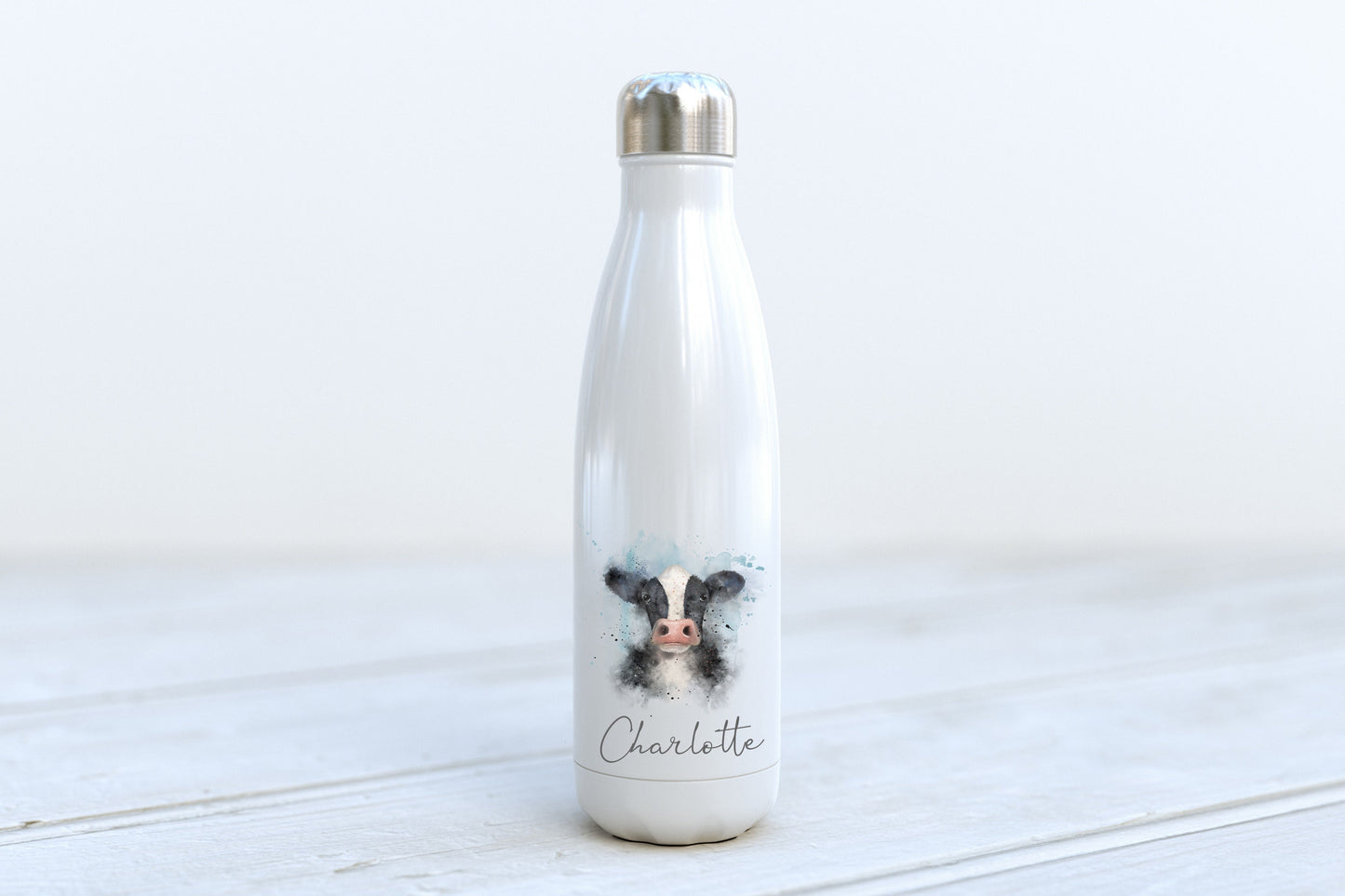 Personalised Water Bottle - Cow