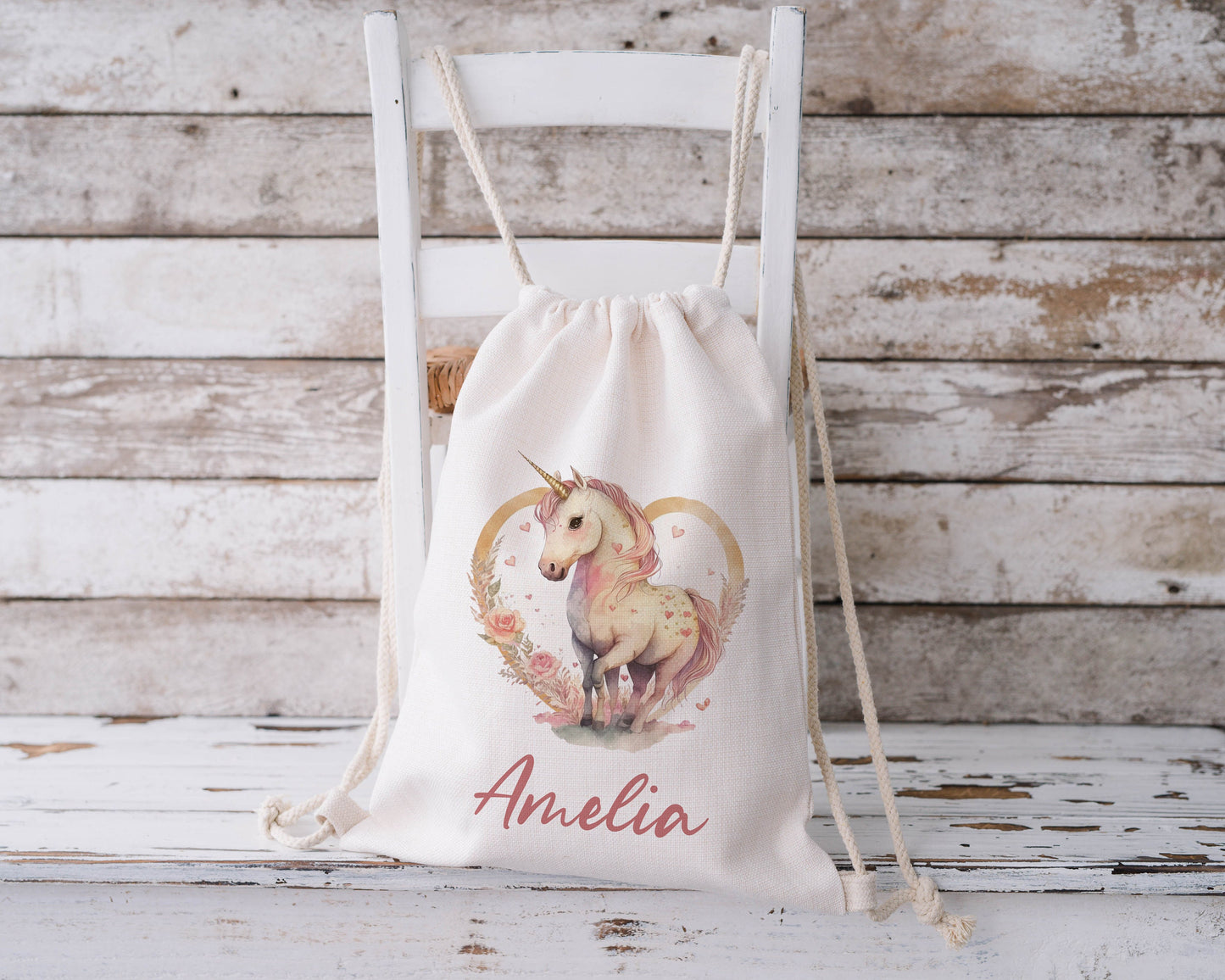 Personalised Drawstring Bag - Unicorn