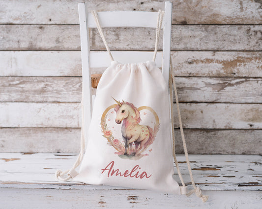 Personalised Drawstring Bag - Unicorn