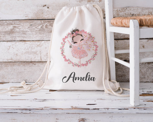 Personalised Drawstring Bag - Ballet, Ballerina