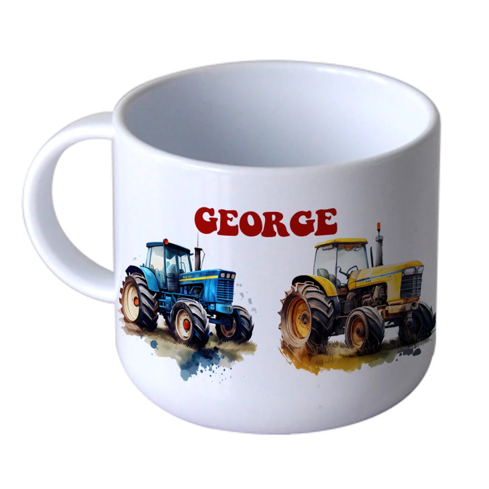 Child's Personalised Unbreakable 6oz Plastic Cup, Polymer, Tractor