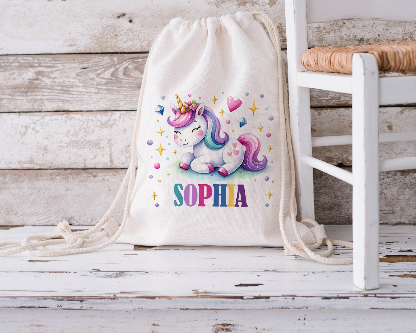 Personalised Drawstring Bag - Unicorn