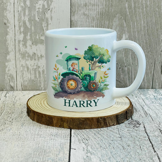 Child's Personalised Unbreakable 6oz Plastic Cup, Polymer, Tractor