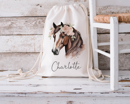 Personalised Drawstring Bag - Horse