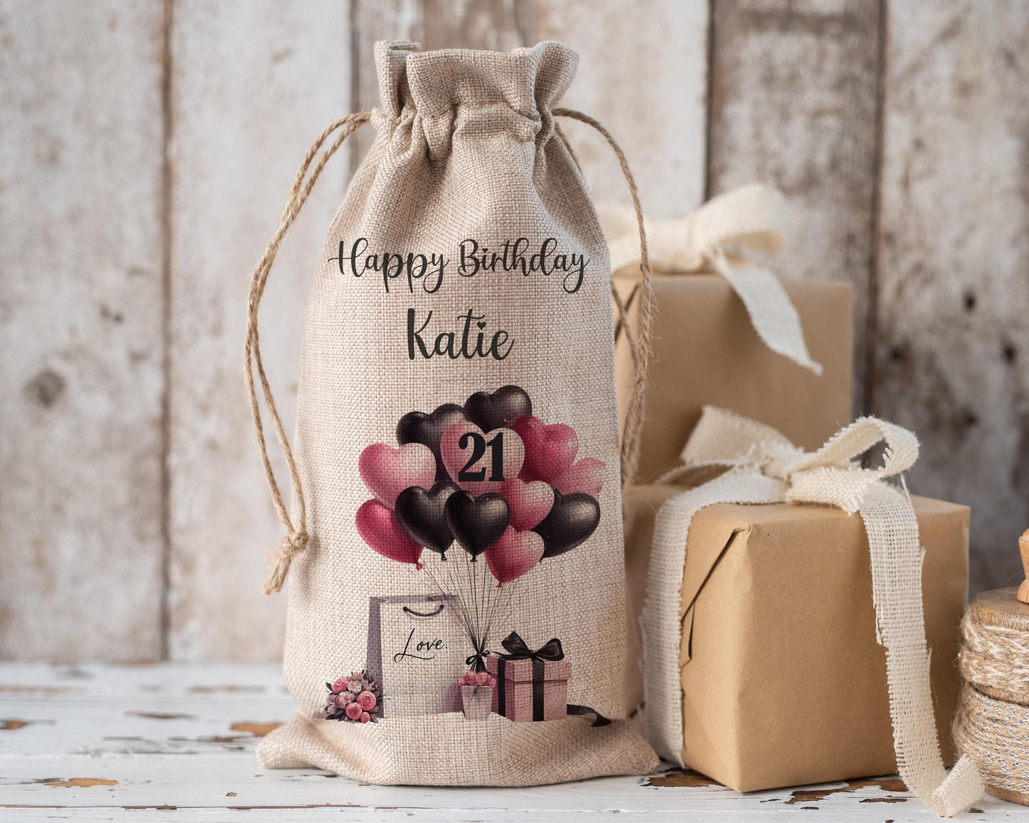 Personalised bottle bag, birthday gift bag, wine gift bag, champagne gift bag