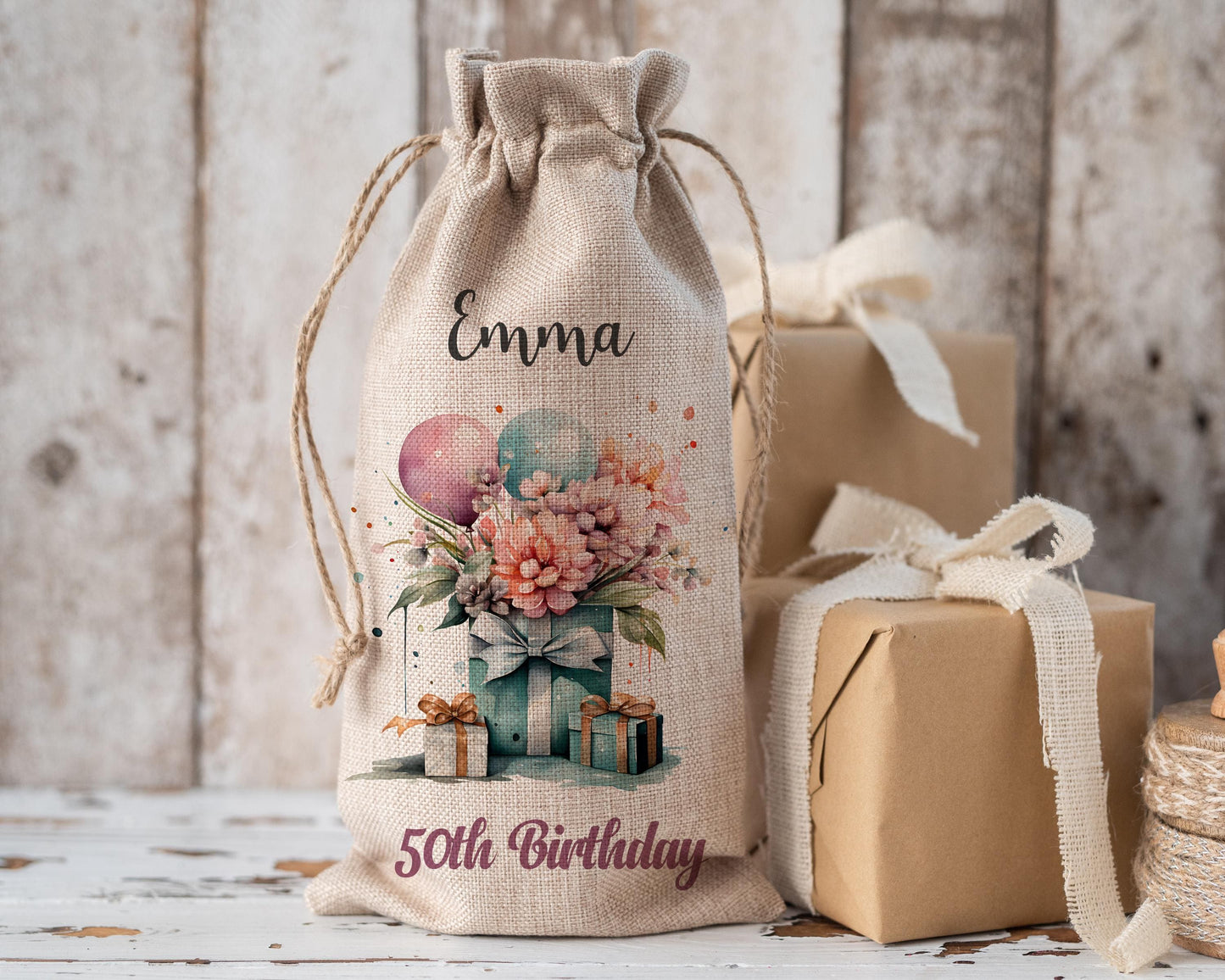 Personalised Wine Champagne Bottle Gift Bag - Any Age