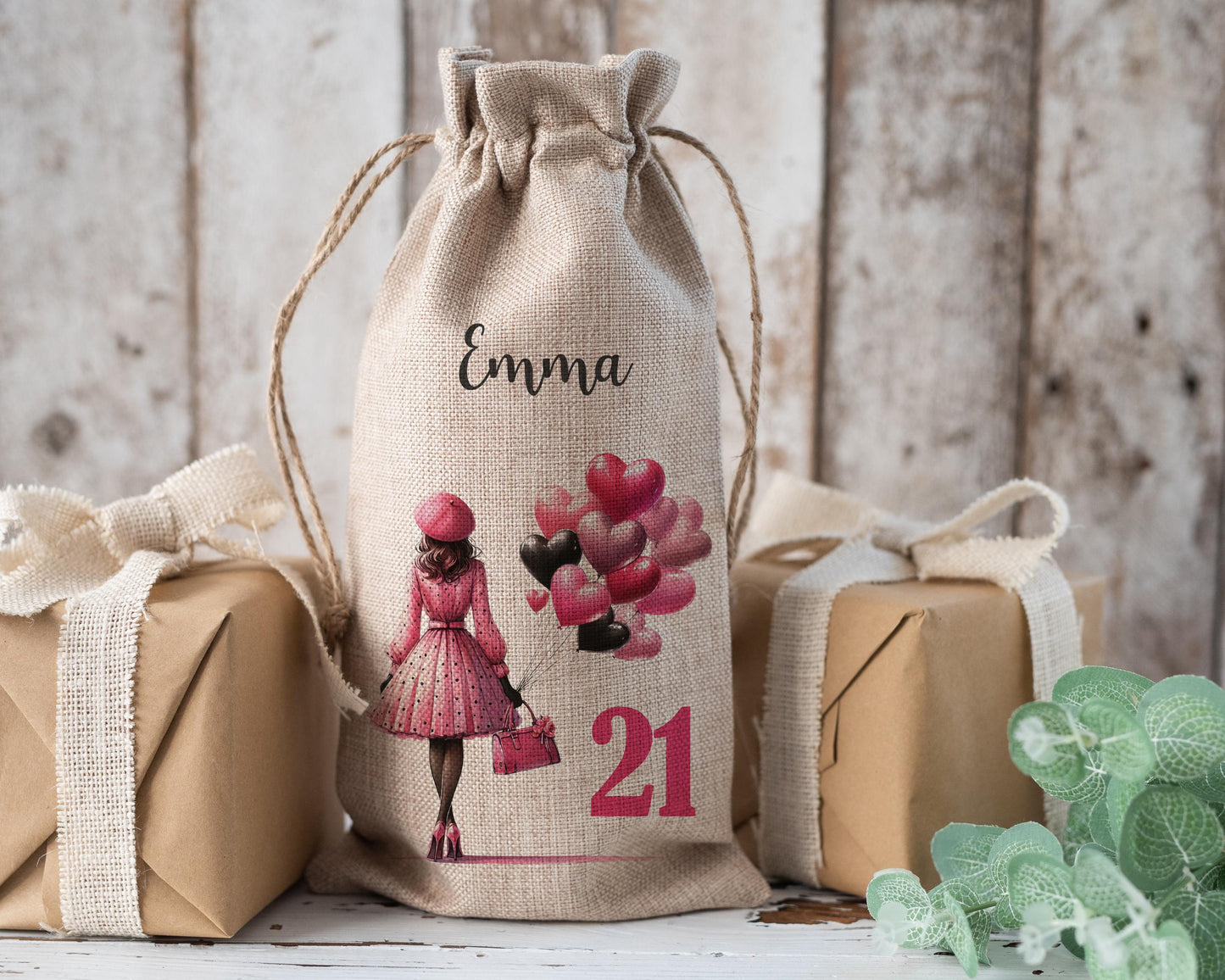 Personalised Wine Champagne Bottle Gift Bag - Any Age