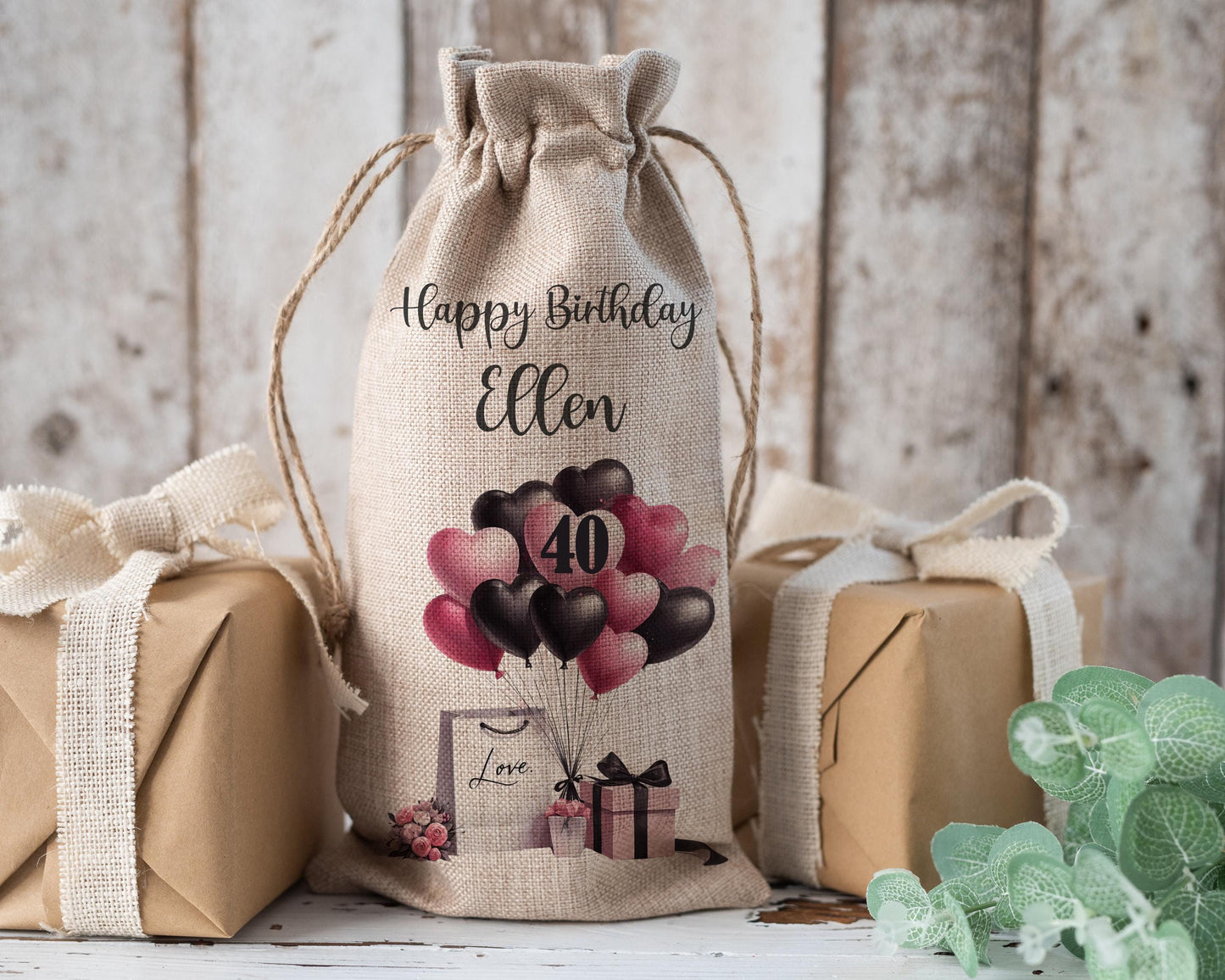 Personalised bottle bag, birthday gift bag, wine gift bag, champagne gift bag