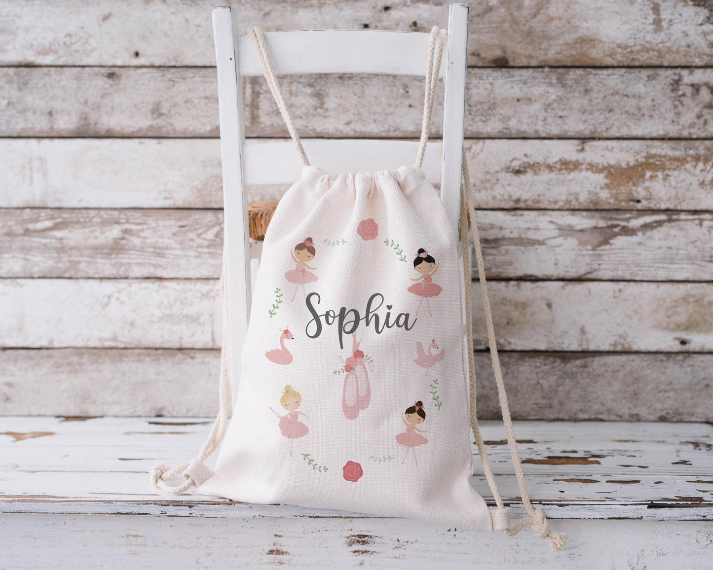 Personalised Drawstring Bag - Ballet, Ballerina