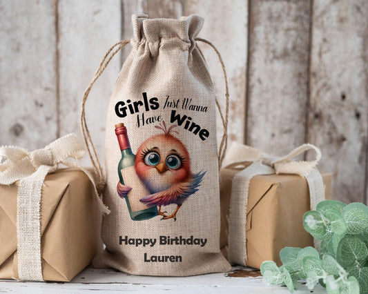 Personalised Wine Champagne Bottle Gift Bag - Any Age, Humorous