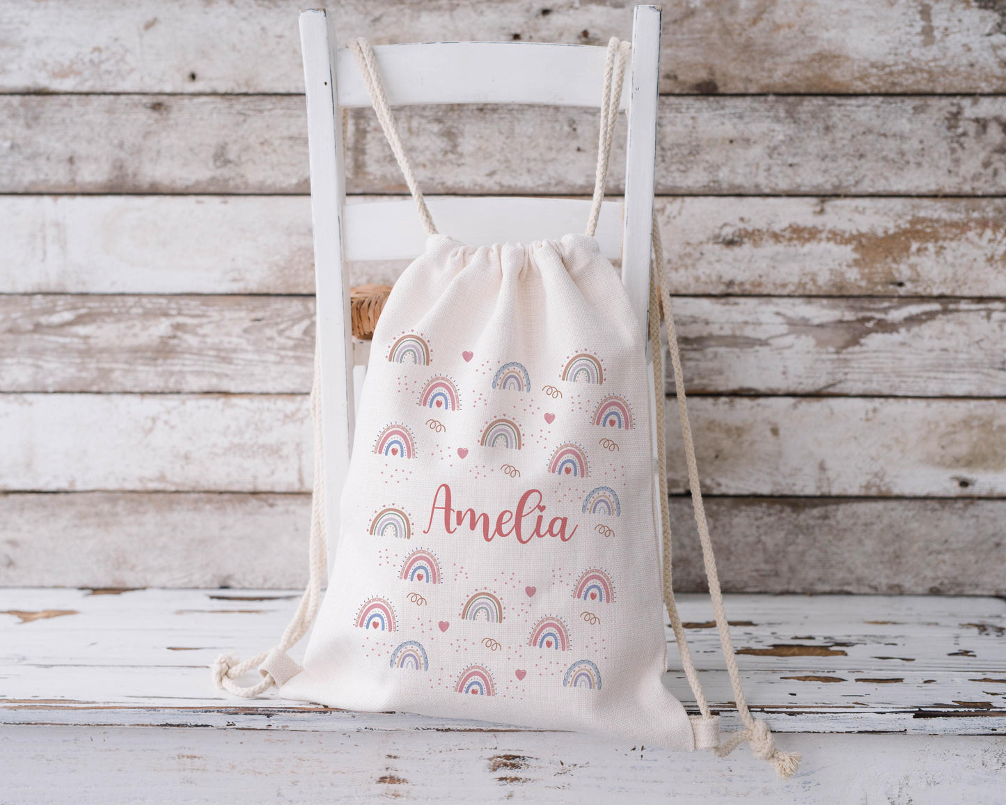 Personalised Drawstring Bag - Rainbows
