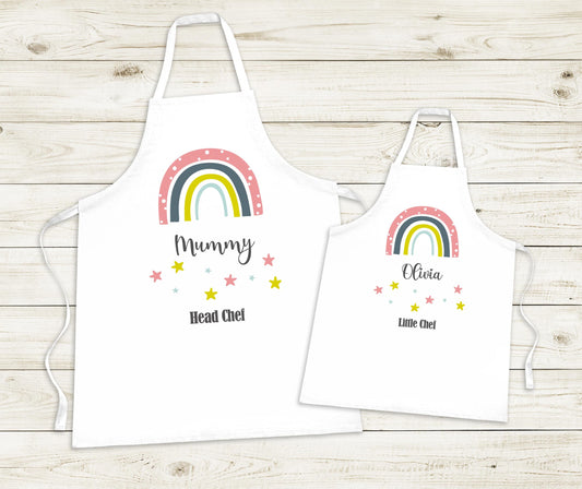 Personalised Apron - Matching Rainbow - Mummy, Grandma, Nanny etc