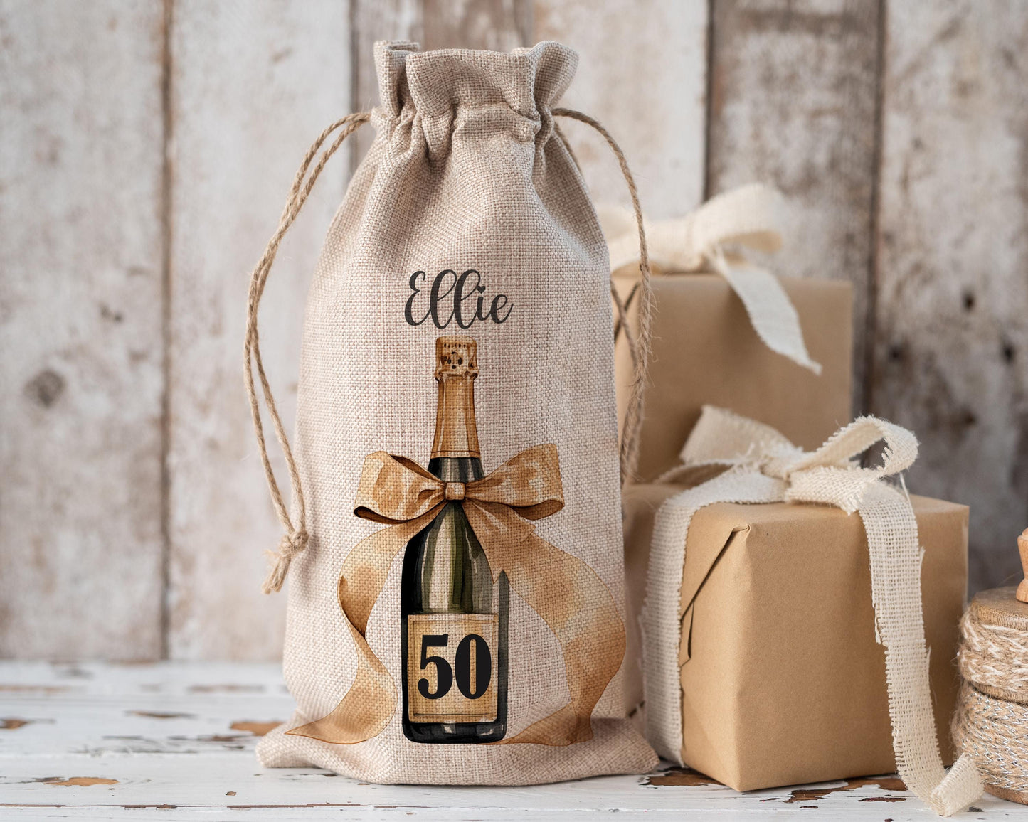 Personalised Wine Champagne Bottle Gift Bag - Any Age