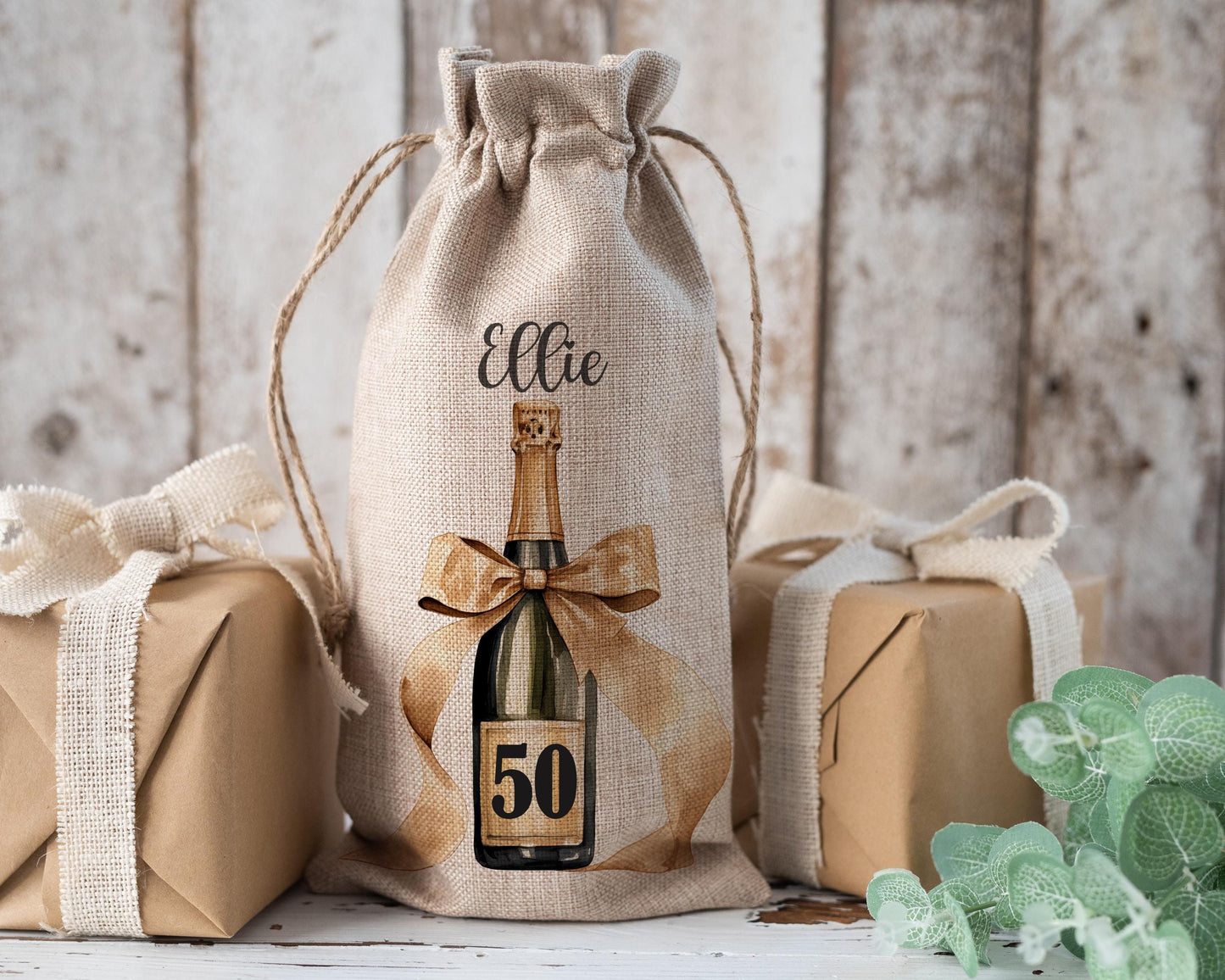 Personalised Wine Champagne Bottle Gift Bag - Any Age